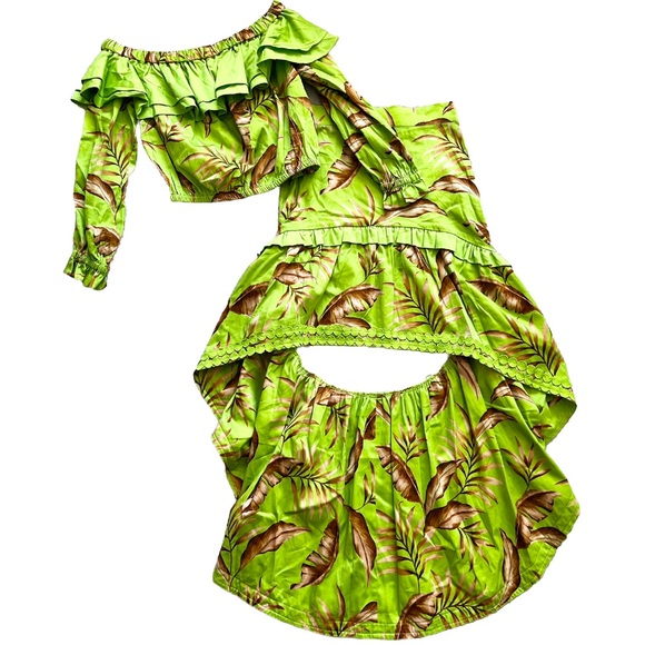 ALDEN ADAIR Sophia Palma Hi-Low Maxi Skirt & Ruffle Cropped Top Size Medium - Picture 2 of 13